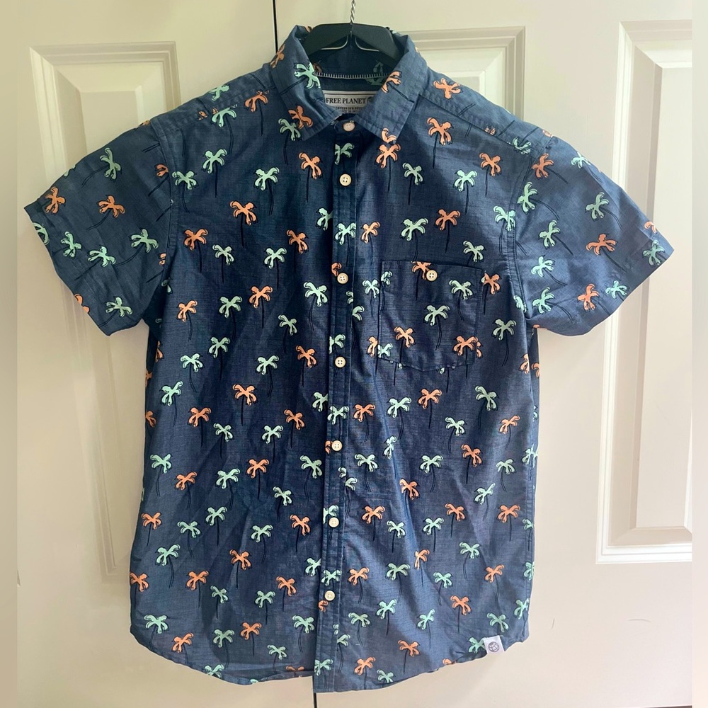 Men’s Palm Tree Short Sleeve Button Up